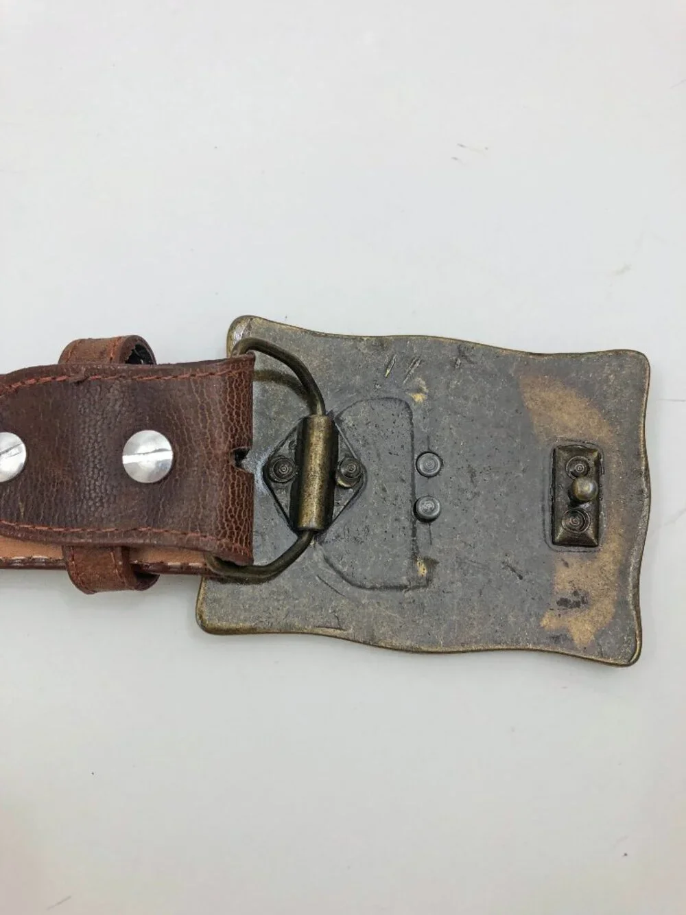 Western leather Belt Size 36 Hometown Belts Brown Texas Brass & Leather Buckle